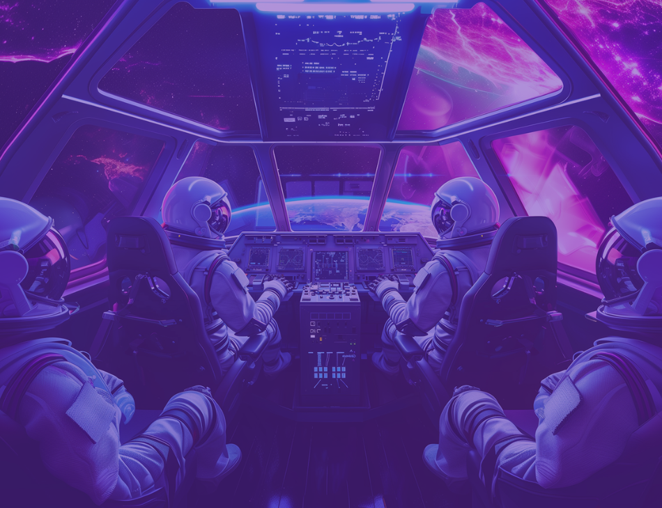 Bild von vier Astronauten zur Veranschaulichung der Verbindung von Content und Commerce